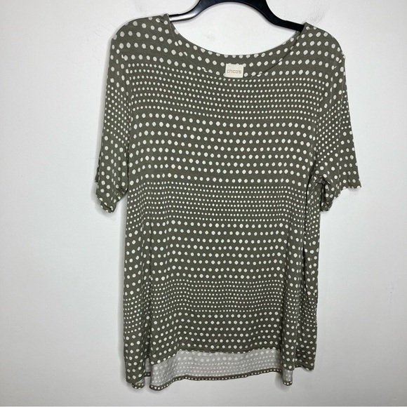 Chico’s green and white top casual size 2 - Picture 1 of 8